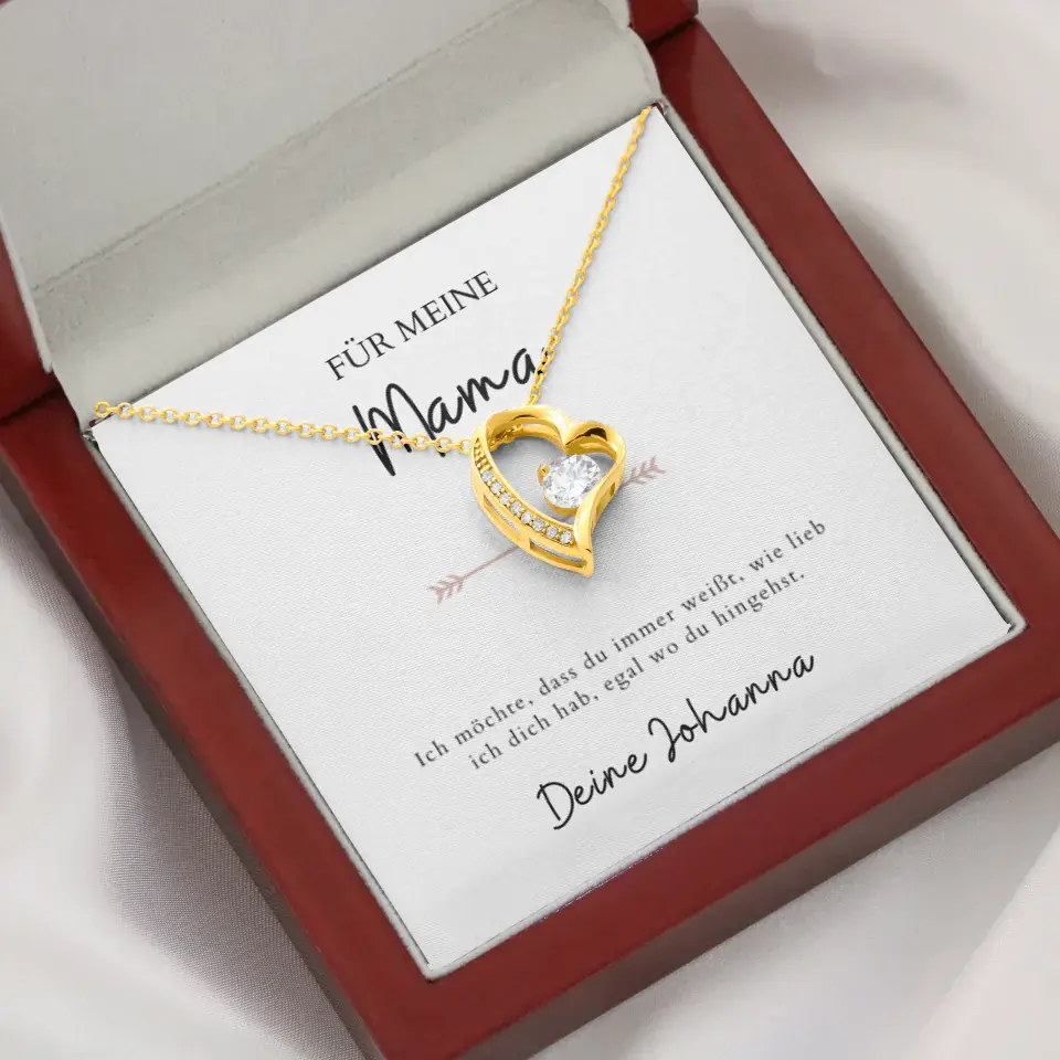 Forever Love "Peu importe où tu vas, maman" - collier avec pendentif coeur & carte personnalisée