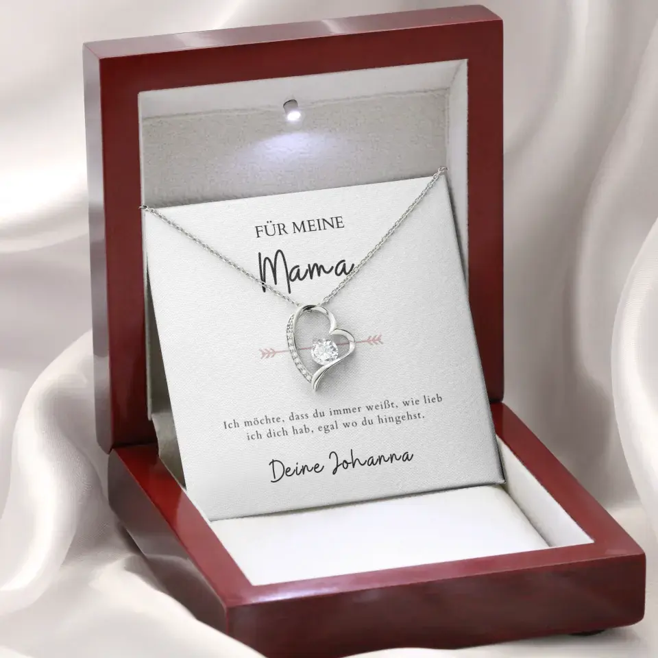 Forever Love "Peu importe où tu vas, maman" - collier avec pendentif coeur & carte personnalisée