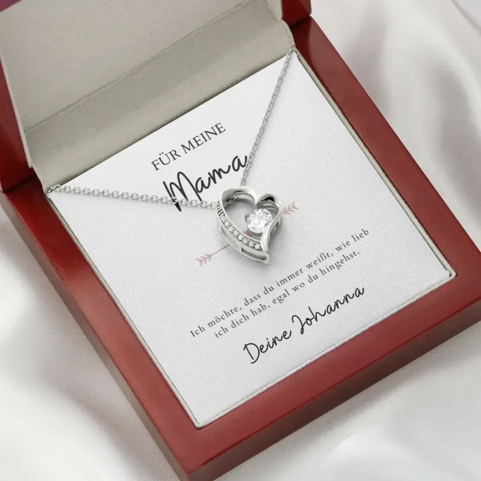 Forever Love "Peu importe où tu vas, maman" - collier avec pendentif coeur & carte personnalisée