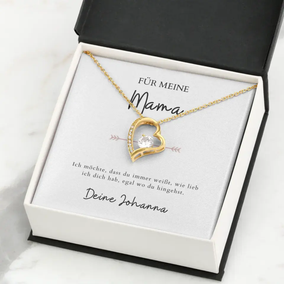 Forever Love "Peu importe où tu vas, maman" - collier avec pendentif coeur & carte personnalisée