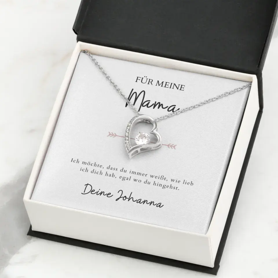 Forever Love "Peu importe où tu vas, maman" - collier avec pendentif coeur & carte personnalisée