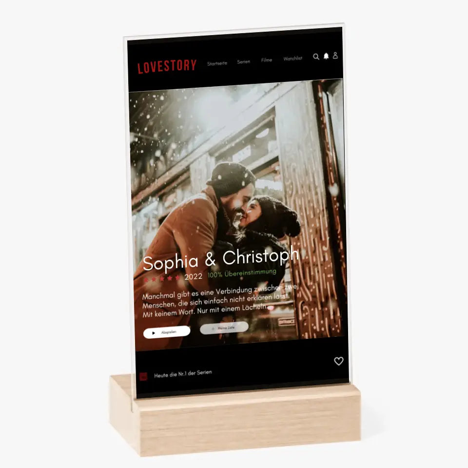 Gepersonaliseerde acryl glazen Netflix hoes "Lovestory".