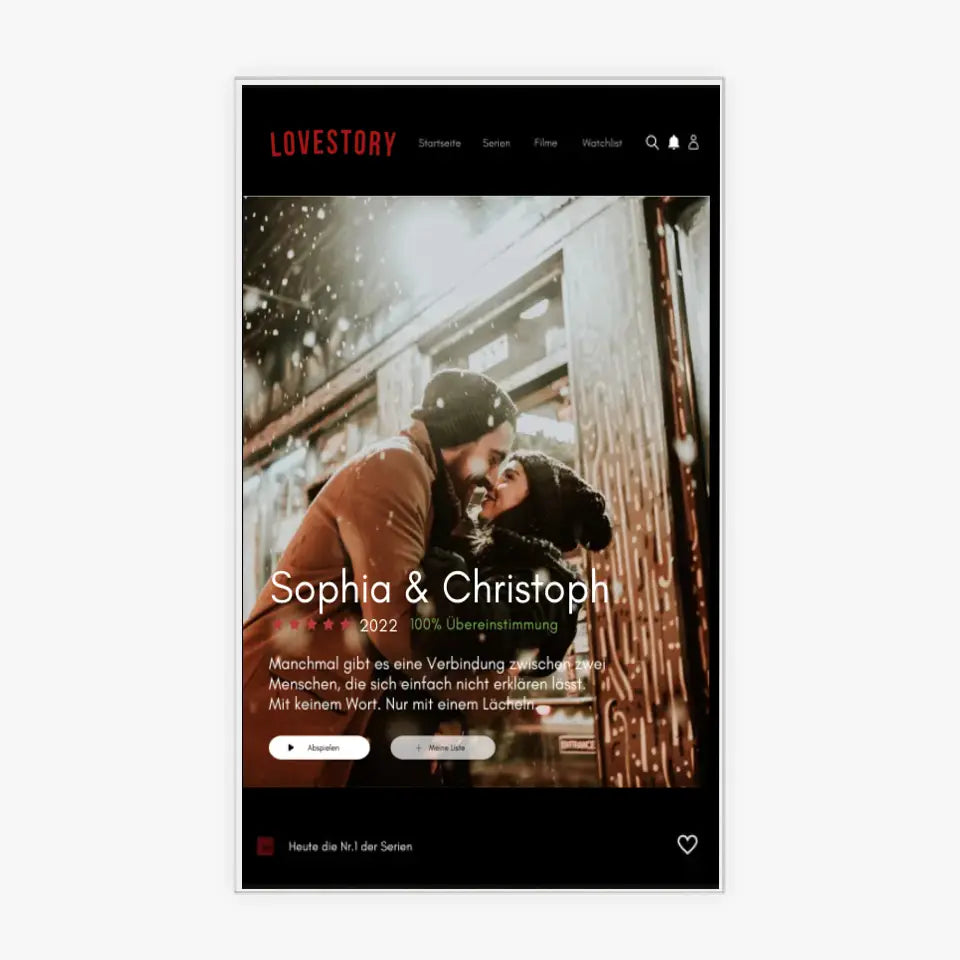 Gepersonaliseerde acryl glazen Netflix hoes "Lovestory".