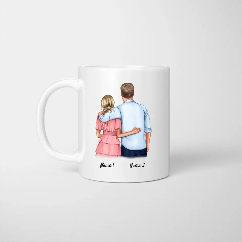 Ik hou elke dag van je "Arm in Arm" - Gepersonaliseerde mok voor koppels