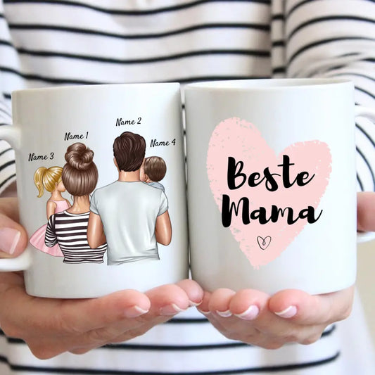 La famille est là - Mug personnalisé (parents avec enfants)
