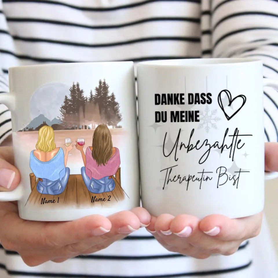 Merci, thérapeute non rémunéré - Tasse personnalisée amis et collègues (2-4 personnes)