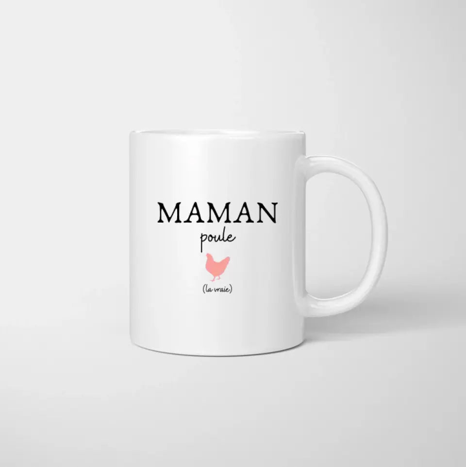 Maman poule (le vrai) - Mug personnalisé (1-4 enfants, adolescents)