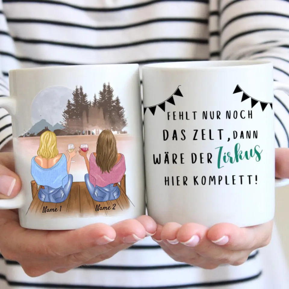 S'il ne manquait que la tente, le cirque serait complet - Mug personnalisé pour collègues, anniversaire, adieu, changement de travail, bureau (2-4 personnes)