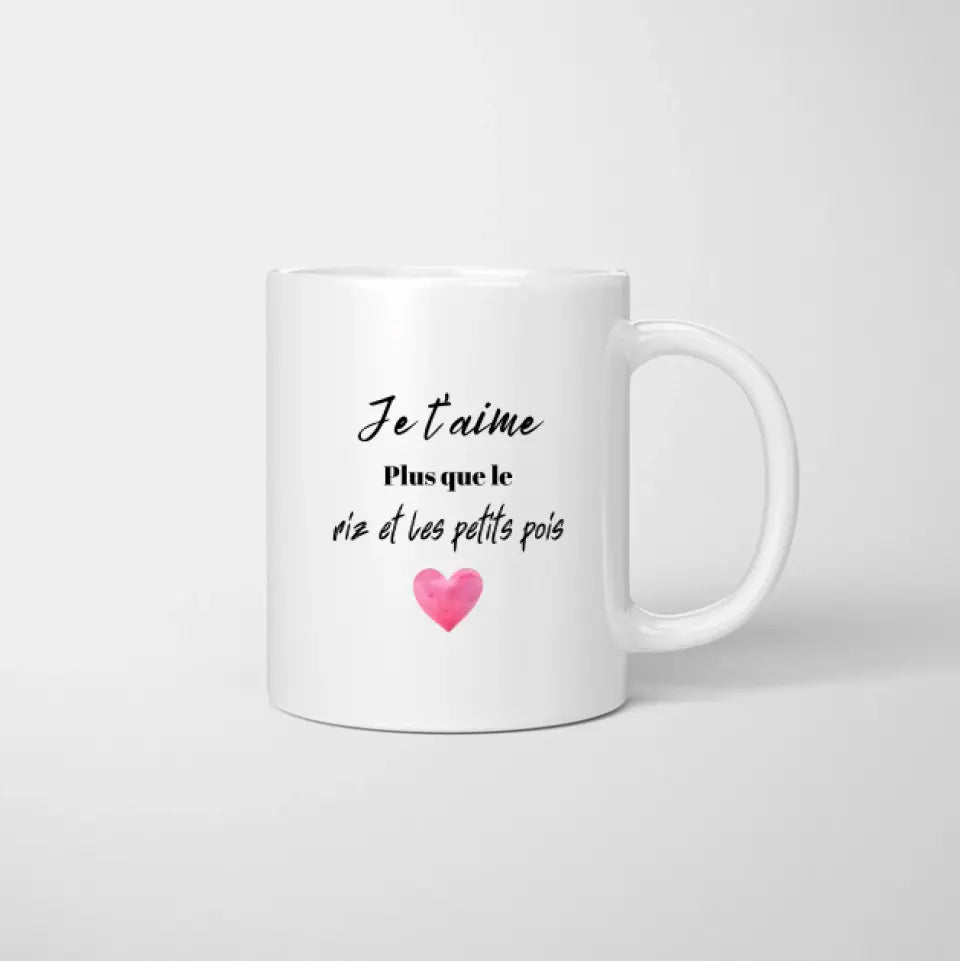 Je t'aime plus que le riz et les pois - Mok gepersonaliseerd voor koppel (homme & femme)