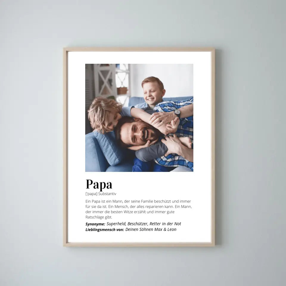 Poster photo "Définition" - Cadeau personnalisé Papa