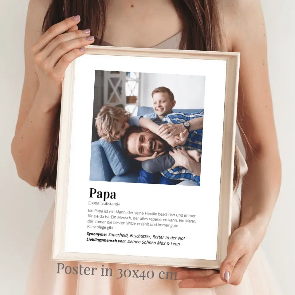 Poster photo "Définition" - Cadeau personnalisé Papa