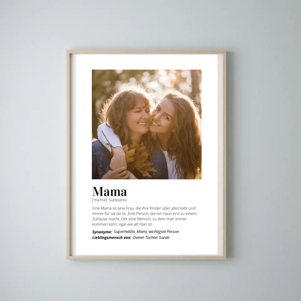 Poster photo "Définition" - Cadeau personnalisé Maman
