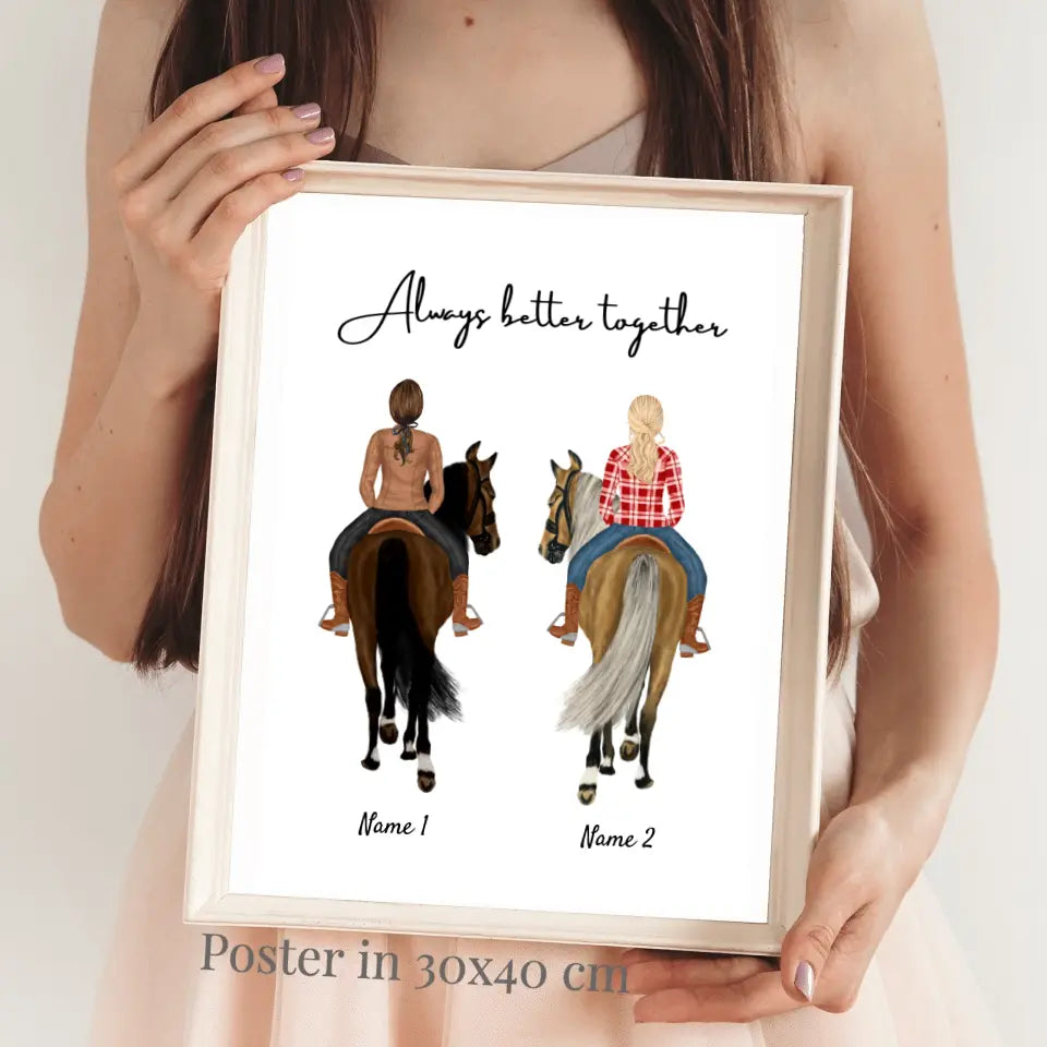 Paardenvriendinnen - Persoonlijke Poster voor vrouwelijke ruiters (1-3 personen)