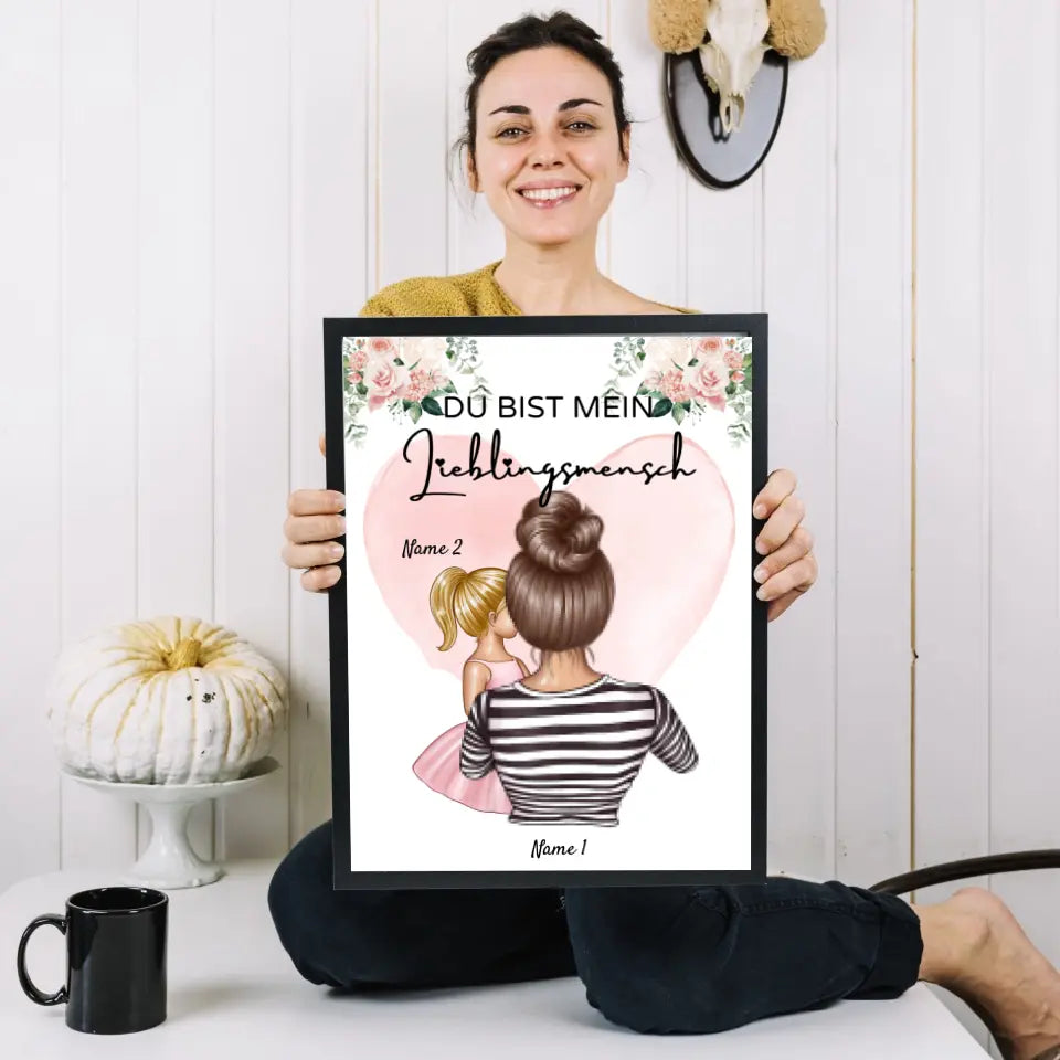Mama, mijn favoriete persoon - Gepersonaliseerde poster (moeder met 1-4 kinderen)