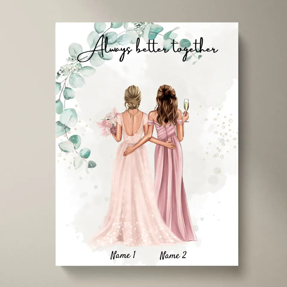 Mariée & témoin - Poster Personnalisé pour les fiançailles/le mariage