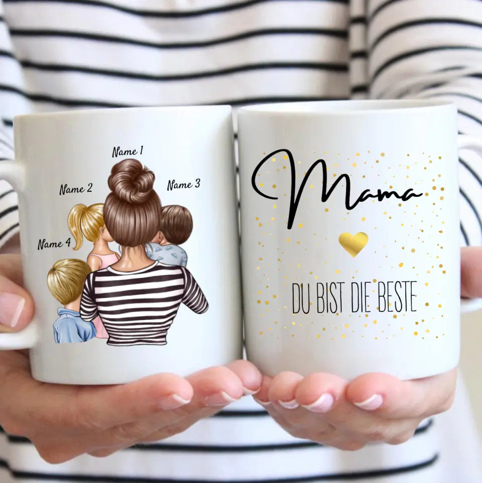 Mam, jij bent de beste - Gepersonaliseerde mok (1-4 kinderen, Moederdag)
