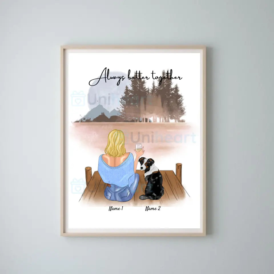Femme avec animal de compagnie - Image numérique personnalisée (1-2 animaux de compagnie)