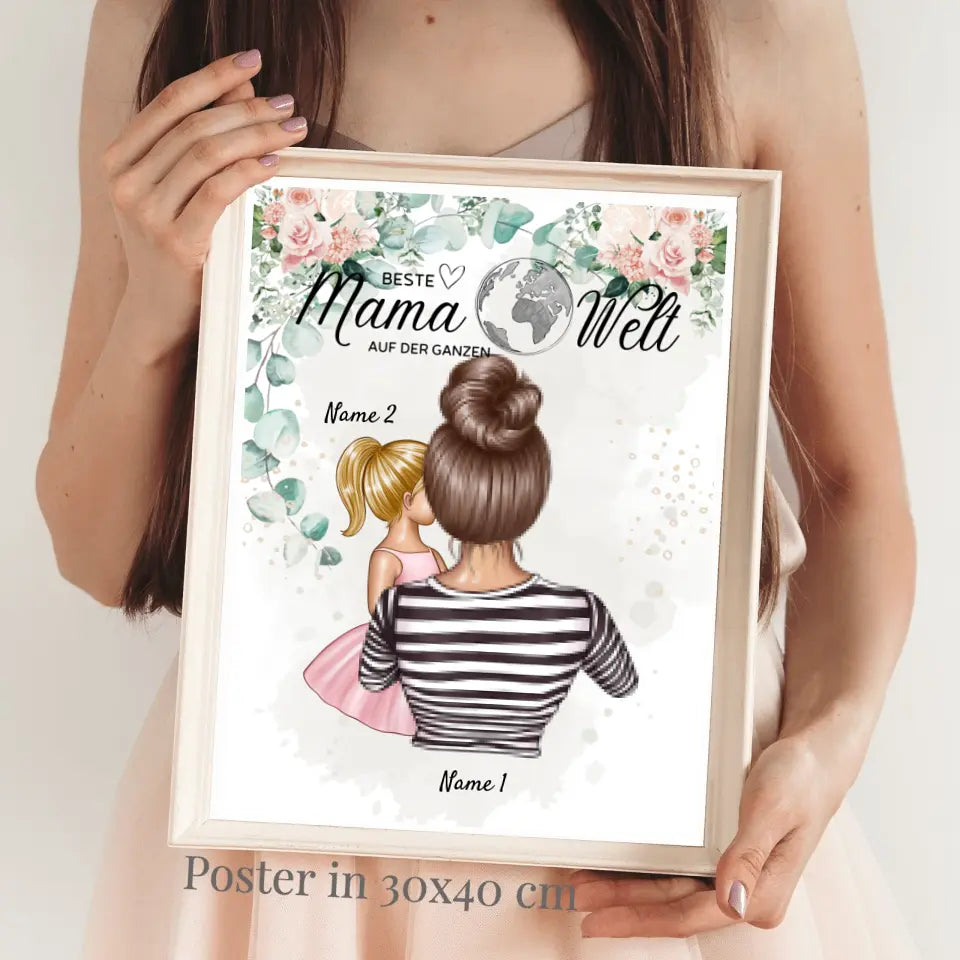 Beste moeder ter wereld - Gepersonaliseerde poster (moeder met kinderen)