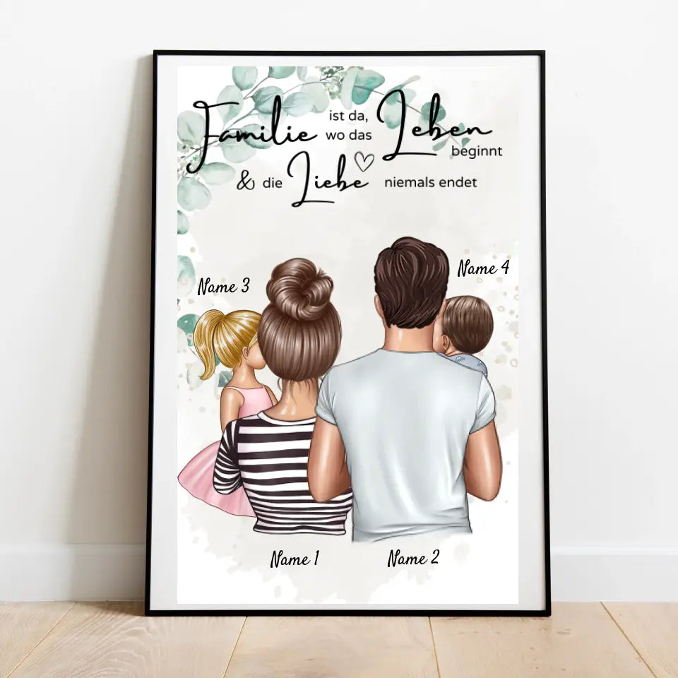 Where Love Never Ends - Gepersonaliseerd Familiecanvas (Ouders met kinderen)