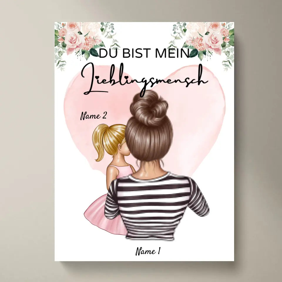 Maman, ma personne préférée - Toile personnalisée (mère avec 1 à 4 enfants)