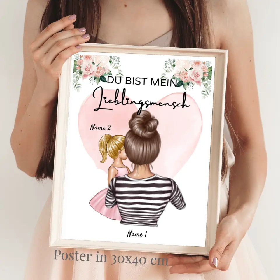 Maman, ma personne préférée - Toile personnalisée (mère avec 1 à 4 enfants)