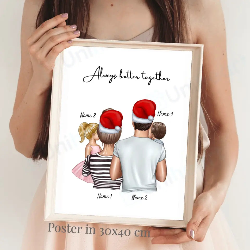 Familie met Kerstmis - Persoonlijke Poster