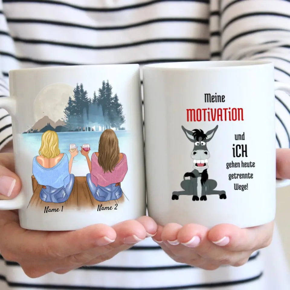Mijn motivatie en ik gaan vandaag onze eigen weg! - Gepersonaliseerde beker voor collega's, afscheid, baanwisseling, verjaardagskantoor (2-4 personen)