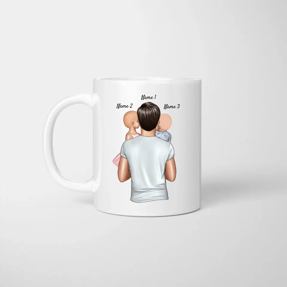 Cher papa, merci pour les super gènes - Mug personnalisé pour les pères (Fête des Pères 1-4 enfants)