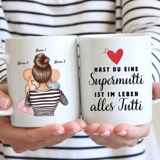 Supermom, Everything Tutti - Gepersonaliseerde mok (1-4 kinderen, Moederdag)