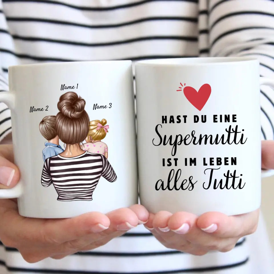 Supermom, Everything Tutti - Gepersonaliseerde mok (1-4 kinderen, Moederdag)