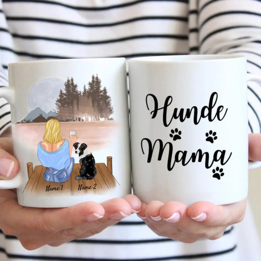 Dog Mom - Mug personnalisé (Femme avec chien ou chat, Fête des Mères)