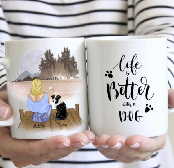 Voor de beste hondenmama - Gepersonaliseerde mok (vrouw met hond of kat, Moederdag)