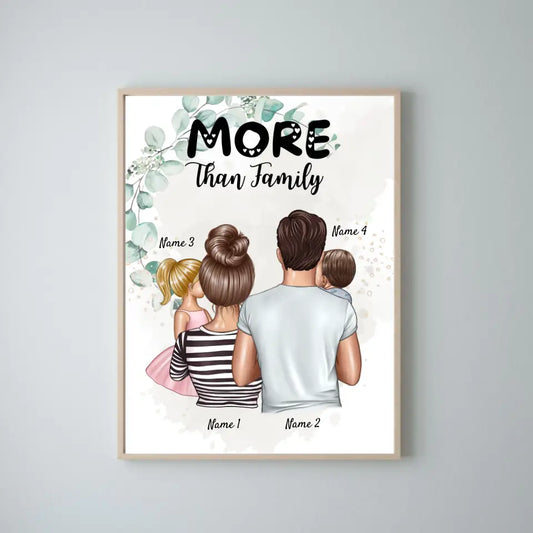 Meer dan familie - Gepersonaliseerde familieposter (ouders met 1-4 kinderen)