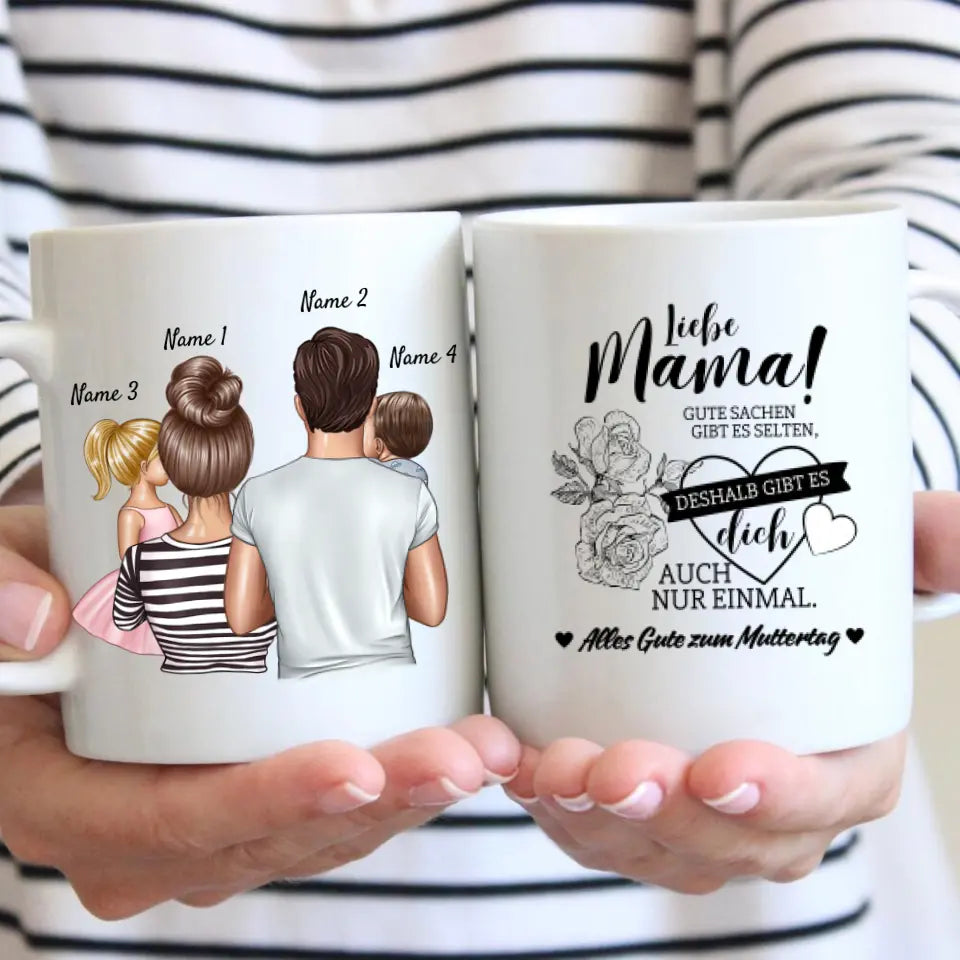 Il n'y a qu'une seule maman ! - Tasse familiale personnalisée (Fête des mères, Fête des pères avec 1 à 4 enfants)