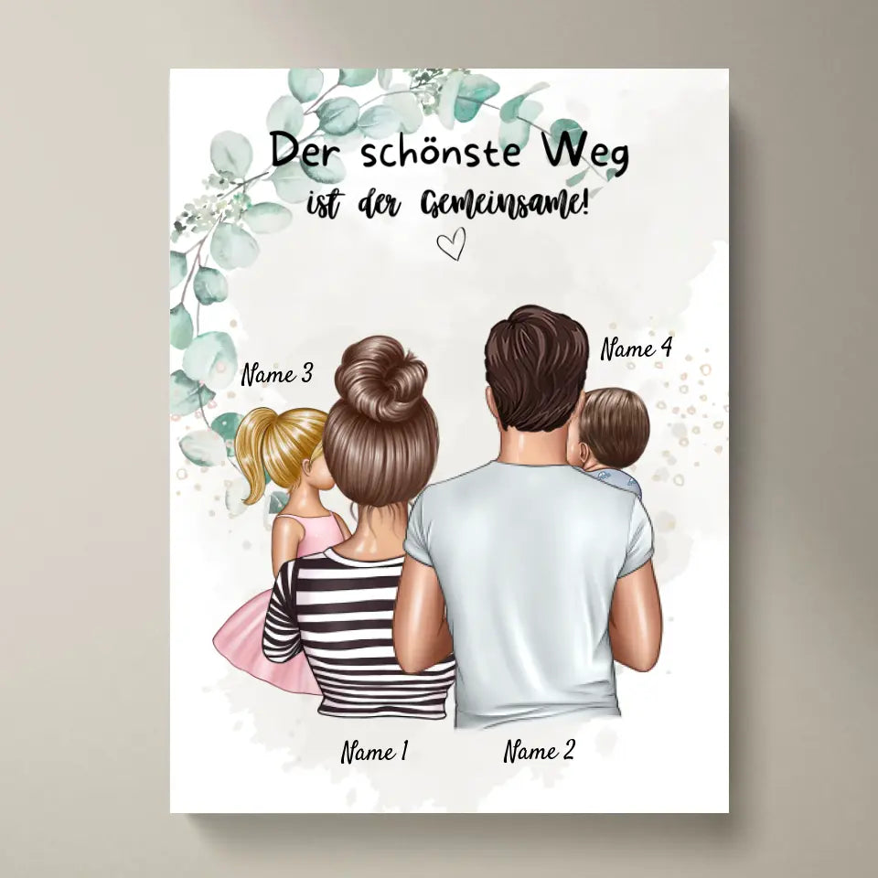 La plus belle façon est ensemble - Affiche familiale personnalisée (parents de 1 à 4 enfants)