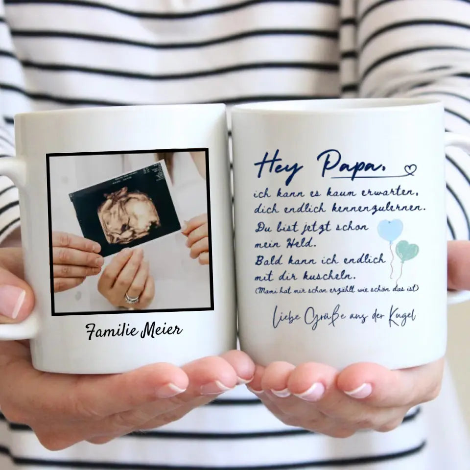 Cher papa, échographie de bébé Mug photo pour futurs parents (mère, père, grand-mère, grand-père)