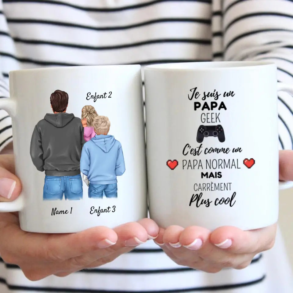 Je suis un papa geek - Mug personnalisé (1-3 kinderen, adolescenten)