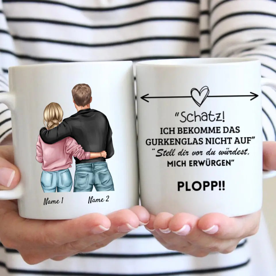 Chérie, je n'arrive pas à faire éclater le pot de cornichons - Tasse personnalisée pour les couples