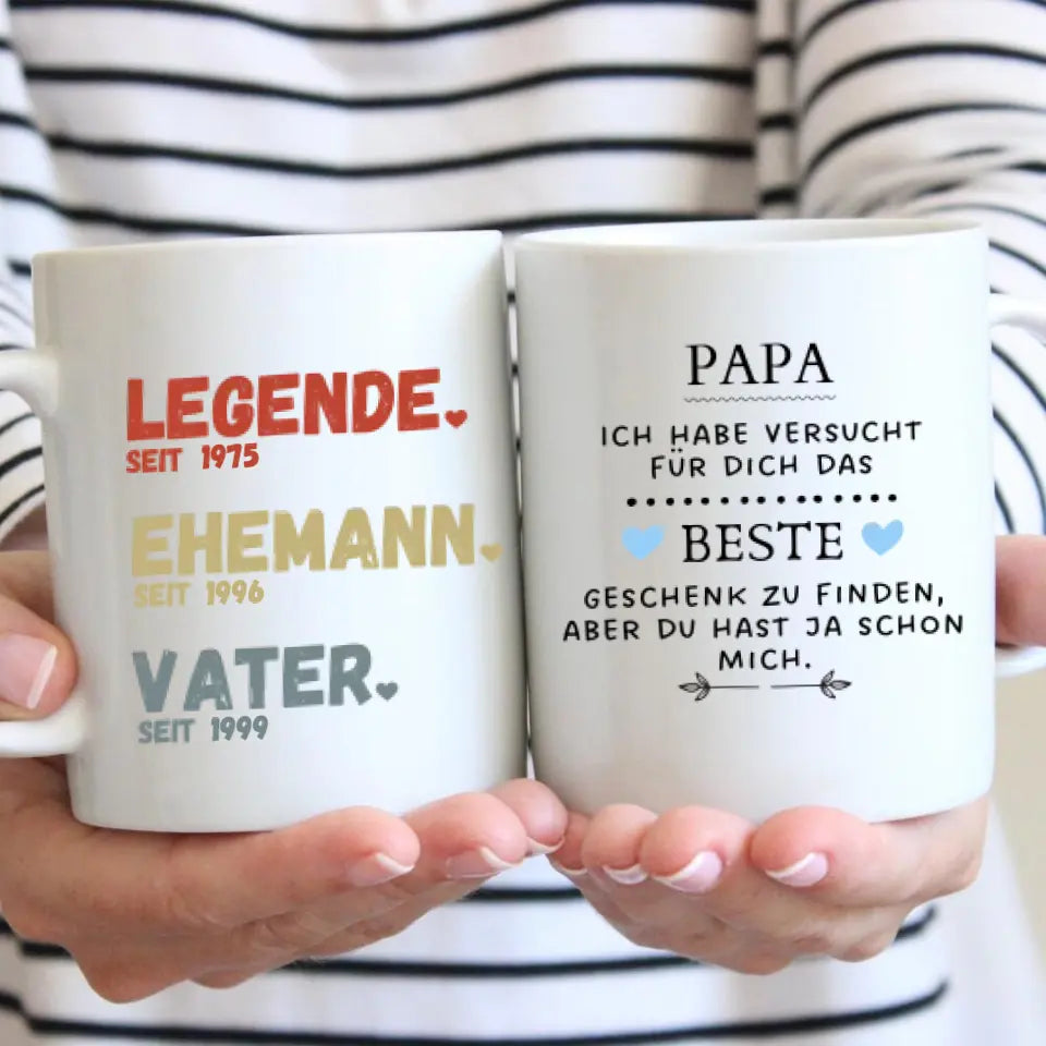 Papa, legende sinds - Gepersonaliseerde mok voor vaders, grootvaders (vader sinds, grootvader sinds, jaar)