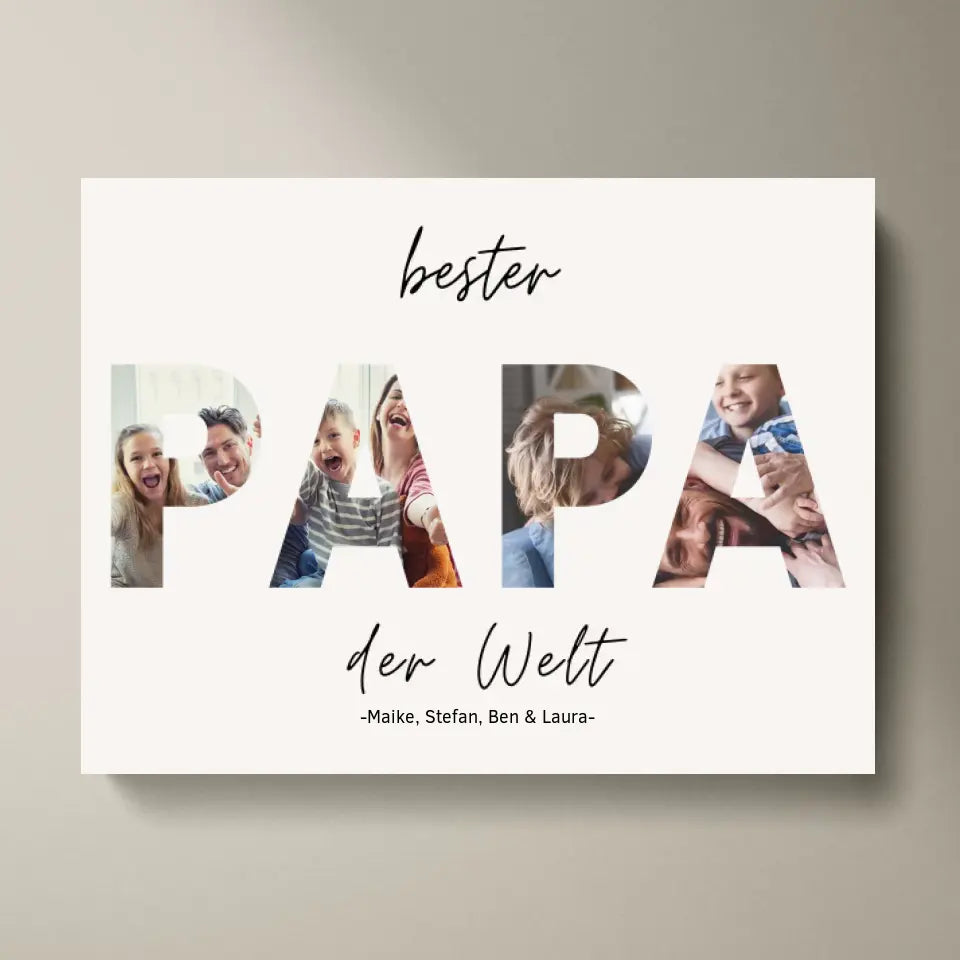 Meilleur papa du monde - Toile photo personnalisée (2 images)