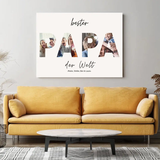 Meilleur papa du monde - Toile photo personnalisée (2 images)