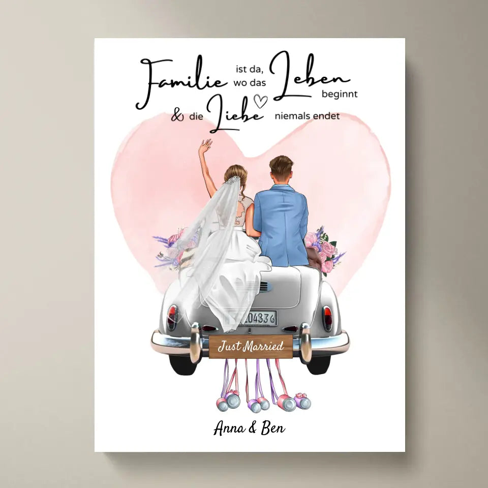 "Là où l'amour ne finit jamais" Toile personnalisée pour le mariage - Pour les couples mariés, les mariés, cadeau d'argent, cadeau de mariage
