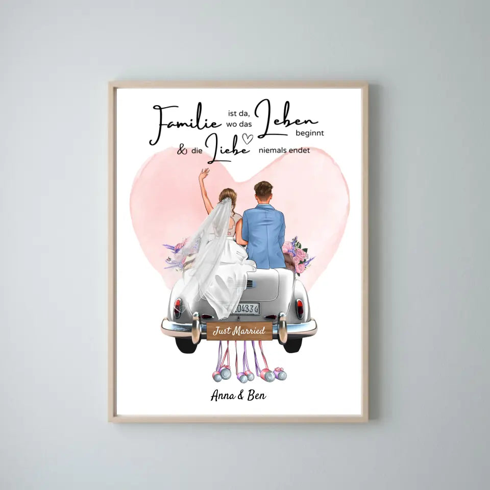"Là où l'amour ne finit jamais" Toile personnalisée pour le mariage - Pour les couples mariés, les mariés, cadeau d'argent, cadeau de mariage