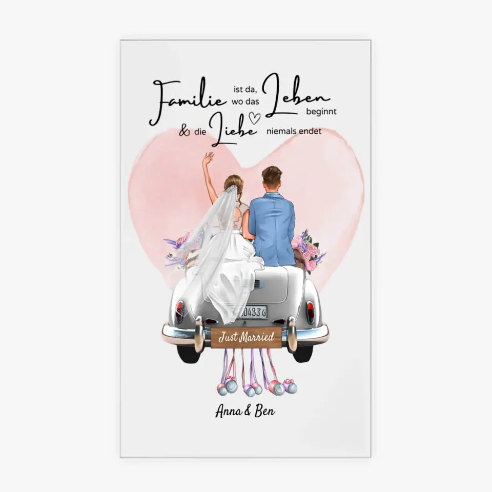 "Where Love Never Ends" Image personnalisée en verre acrylique pour le mariage - pour les couples mariés, les mariés, cadeau en argent