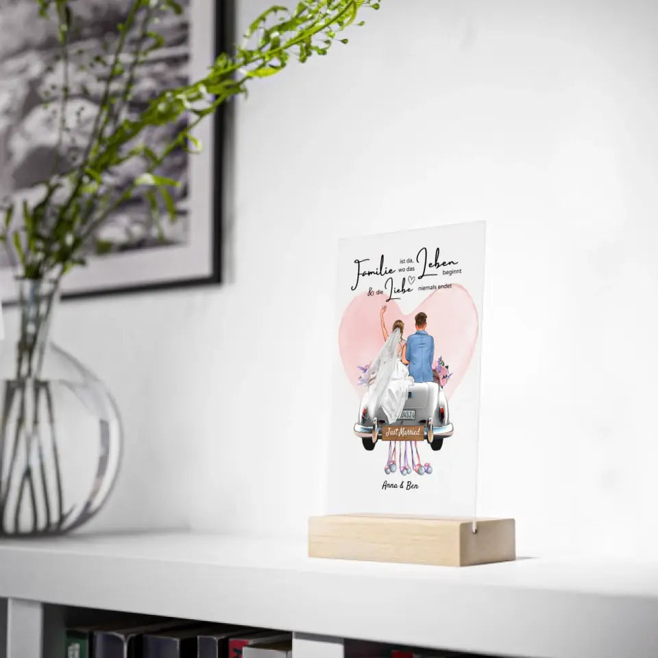 "Where Love Never Ends" Image personnalisée en verre acrylique pour le mariage - pour les couples mariés, les mariés, cadeau en argent