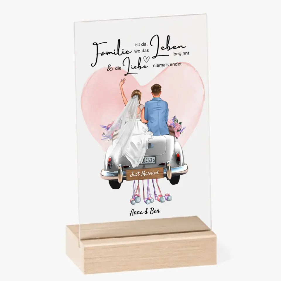 "Where Love Never Ends" Image personnalisée en verre acrylique pour le mariage - pour les couples mariés, les mariés, cadeau en argent