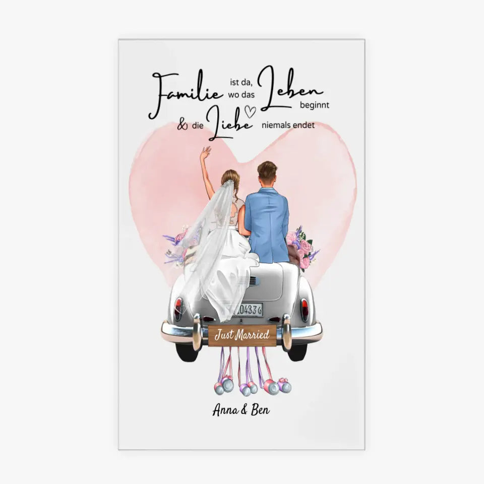 "Where Love Never Ends" Image personnalisée en verre acrylique pour le mariage - pour les couples mariés, les mariés, cadeau en argent