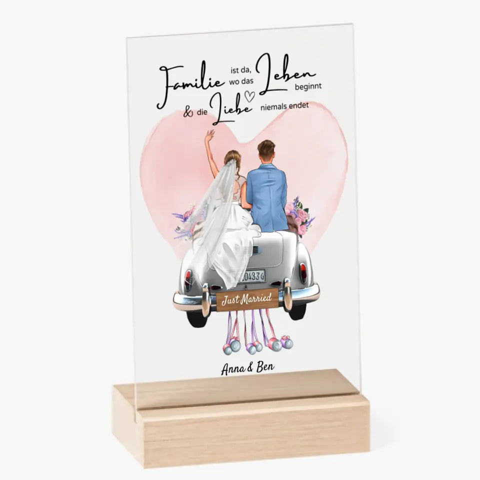 "Where Love Never Ends" Image personnalisée en verre acrylique pour le mariage - pour les couples mariés, les mariés, cadeau en argent