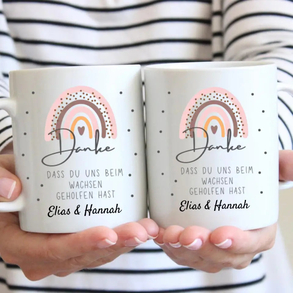 Merci de nous avoir aidés à grandir - Mug personnalisé, cadeau d'adieu, éducateur, jardin d'enfants, école, enseignant, assistante maternelle