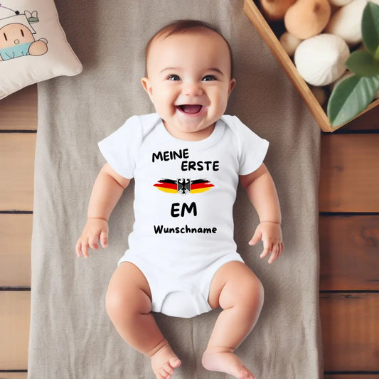 My First EM - Gepersonaliseerde baby onesie/romper, bodysuit van 100% biologisch katoen